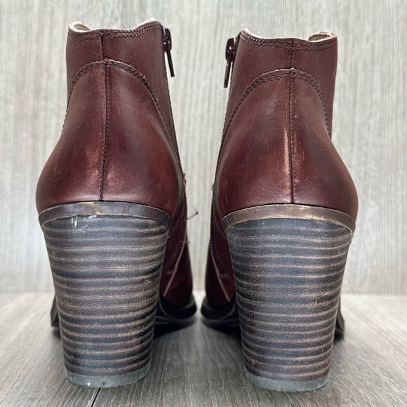 Lucky Brand Boots Womens 10M/40 Eller Western Stacked Heel Side Zip Ankle Brown - Picture 4 of 12